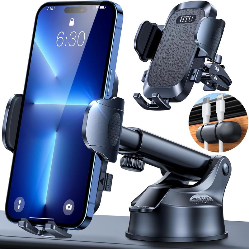 HTU 【98+LBS Strongest Suction & Military-Grade】 Ultimate Car Phone Mount【Patent & Safety Certs】 Cell Phone Holder Truck Stand for Dashboard Windshield Vent for iPhone 17 Pro Max 16 15 Samsung (Black) - Image 1